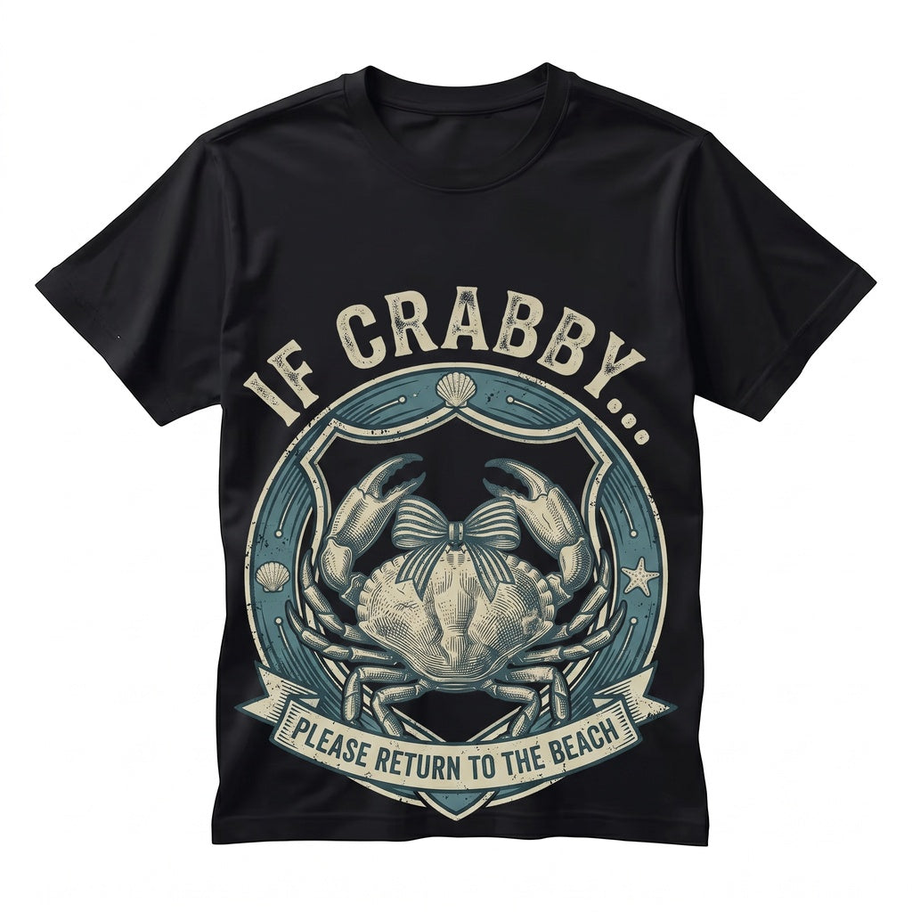 If Crabby Please Return To The Beach Funny Crab Lover Summer Holiday Vacation Graphic Apparel Unisex TShirt