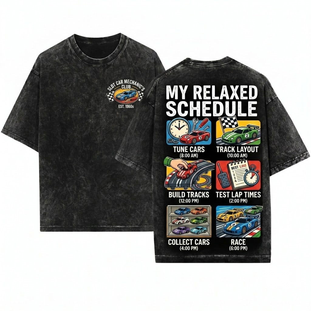 Slot Car Hobby Spare Time Graphic Apparel Unisex Wash T-Shirt