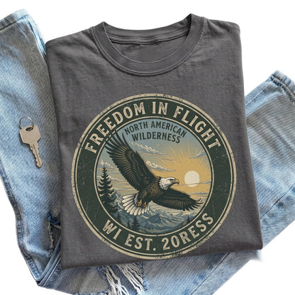 Classic Patriotic Bald Eagle Graphic Mountain Forest Wildlife Outdoor Adventure Gift Unisex TShirt