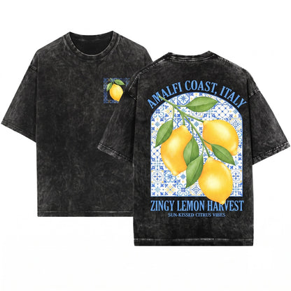 Lemon Graphic Mediterranean Summer Unisex Wash T-Shirt