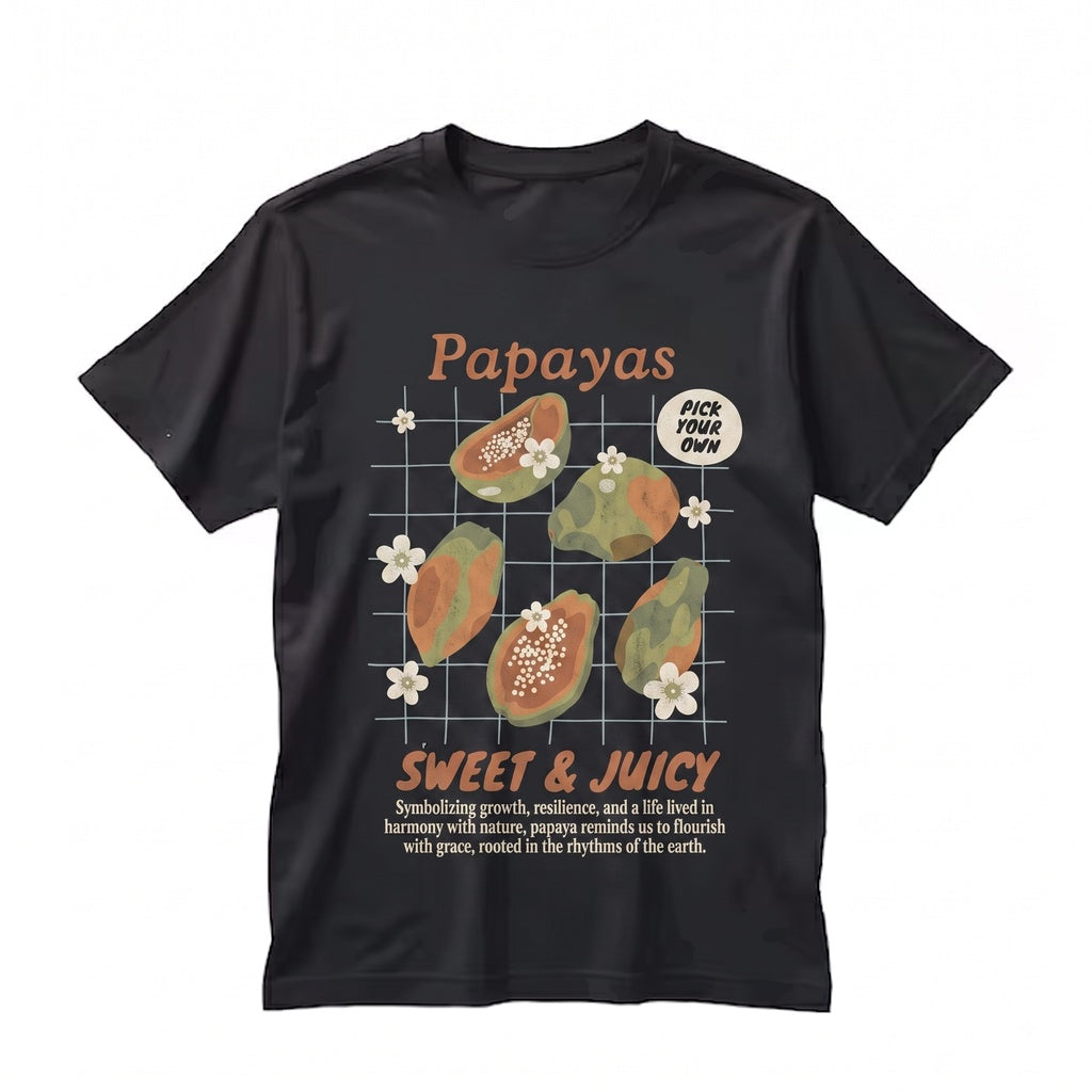 Papaya Tropical Fruit Print Graphic Design Summer Island Apparel Unisex TShirt