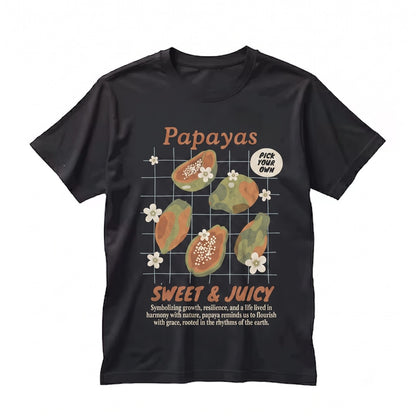 Papaya Tropical Fruit Print Graphic Design Summer Island Apparel Unisex TShirt