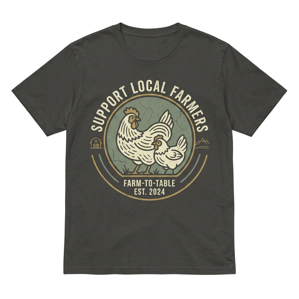 Support Local Farmers Vintage Farm Graphic with Chickens Barn Country Life Farming Gift for Farmer Unisex TShirt