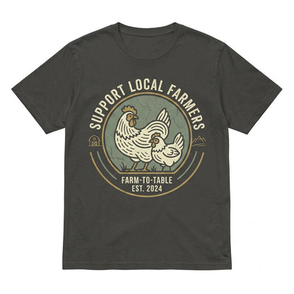 Support Local Farmers Vintage Farm Graphic with Chickens Barn Country Life Farming Gift for Farmer Unisex TShirt