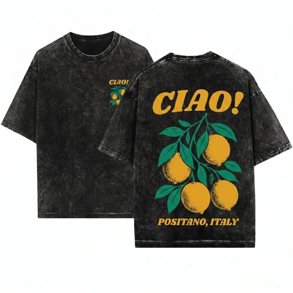 Ciao Amalfi Coast Italian Lemon Citrus Mediterranean Travel Lover Italy Gift Unisex Wash T-Shirt