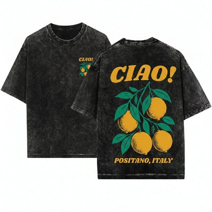 Ciao Amalfi Coast Italian Lemon Citrus Mediterranean Travel Lover Italy Gift Unisex Wash T-Shirt