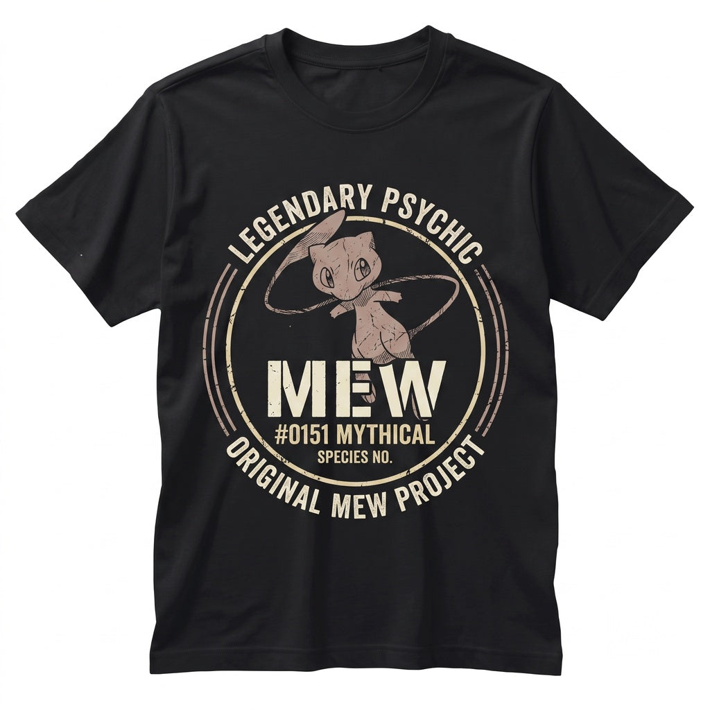 Vintage Mew Graphic Retro Anime Double-Sided Mythical Creature Washed Oversized Gamer Gift Unisex TShirt