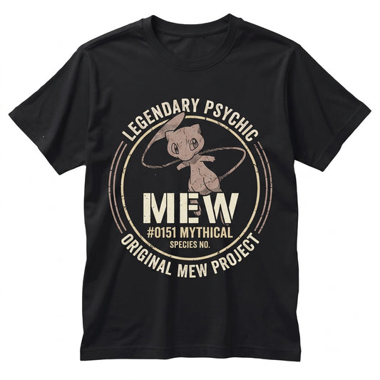 Vintage Mew Graphic Retro Anime Double-Sided Mythical Creature Washed Oversized Gamer Gift Unisex TShirt