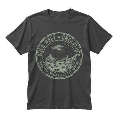 Retro Wild West UFO Graphic Desert Alien Sci-Fi Cowboy Cotton Unisex TShirt