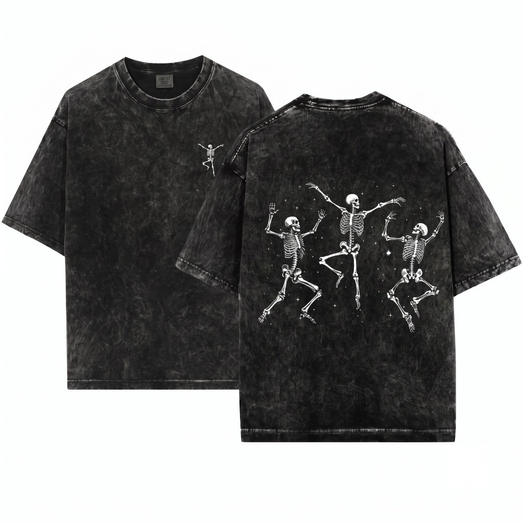 Dancing Skeleton 90s Vintage Retro Y2K Skull Lovers Funny Gag Unisex Wash T-Shirt