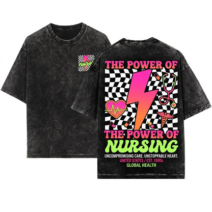 Cute Retro Neon Color Blast Lightning Bolt Registered Nurse Life Unisex Wash T-Shirt