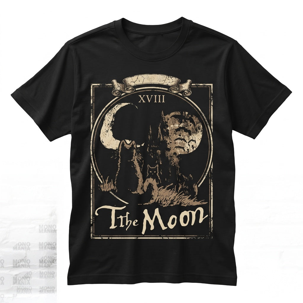 The Moon Cat 90s Alt Indie Rock Tarot Witchy Gifts Goth Emo Punk Horror Halloween Unisex TShirt