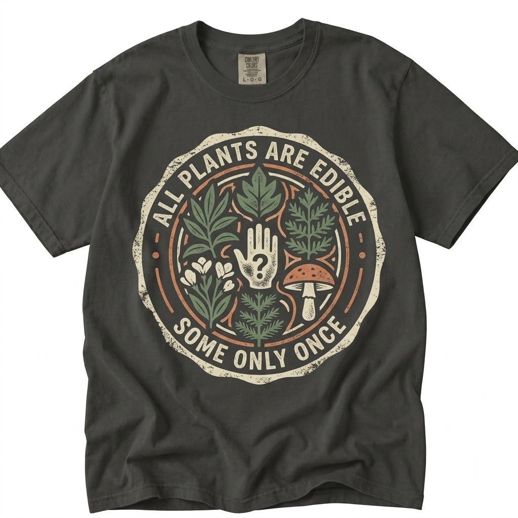 All Plants Are Edible Some Only Once Retro Floral Mushroom Funny Gardening Plant Lover Gift Unisex TShirt