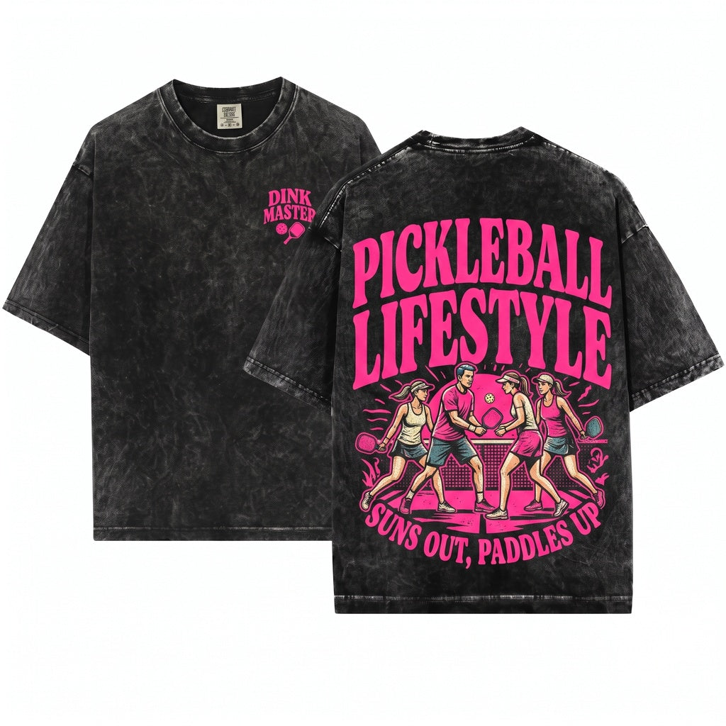 Retro Vintage Pickleball Graphic Typography Player Gift Unisex Wash T-Shirt