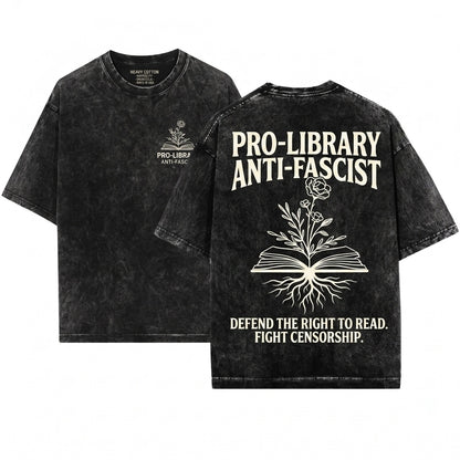 Embroidered Pro Library Anti-Fascist Activism Librarian English Teacher Bookish Feminist Protest Gift Unisex Wash T-Shirt