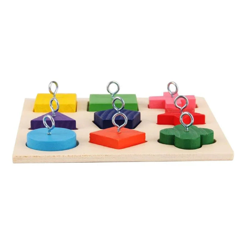 Pet Educational Toys Parrot Interactive Training Colorful Wooden Block Birds Puzzle Supplies DIY Toy Accessories
