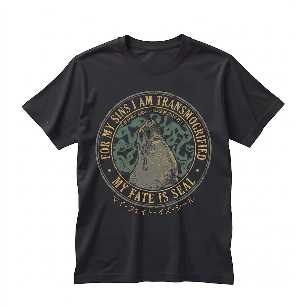 My Fate Is Sealed Funny Vintage Japanese Marine Animal Graphic Retro Novelty Cotton Apparel Unisex TShirt