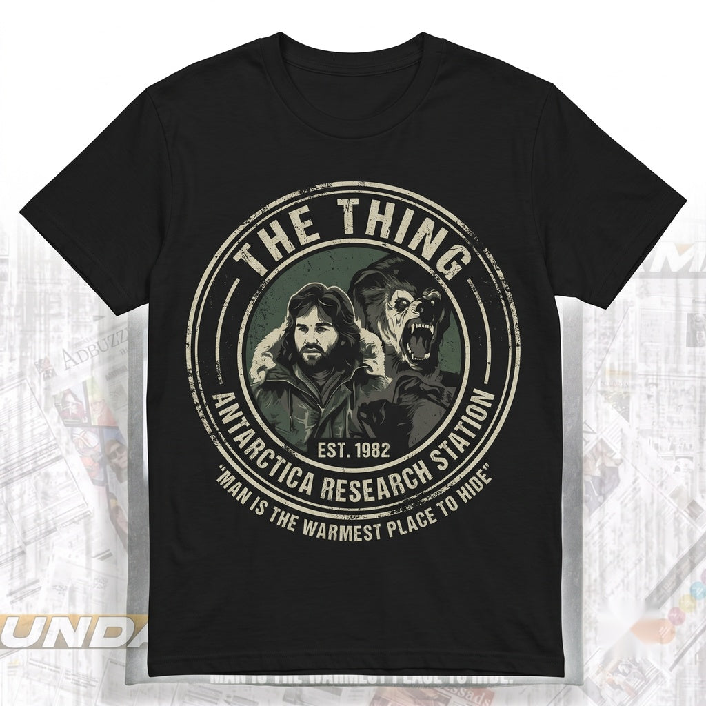 1982 The Thing Man Is Warmest Place To Hide Retro 80s Horror Sci-Fi Graphic Unisex TShirt