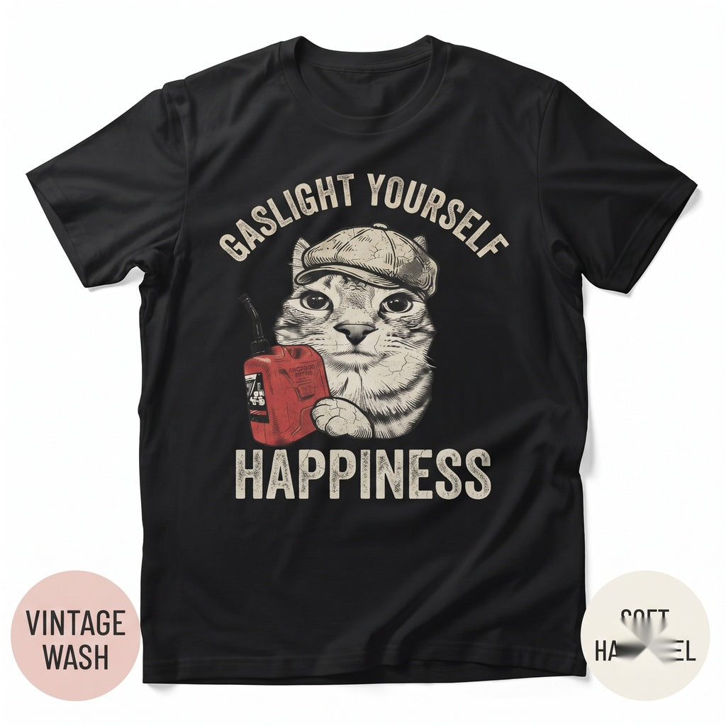 Gaslight Yourself Into Happiness Graphic Sarcastic Mental Health Humorous Apparel Novelty Cotton Unisex TShirt