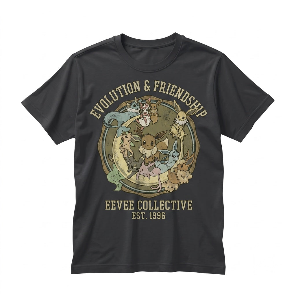 Cute Eevee Evolution Moon Vintage Anime Aesthetic Oversized Gamer Gift Unisex TShirt