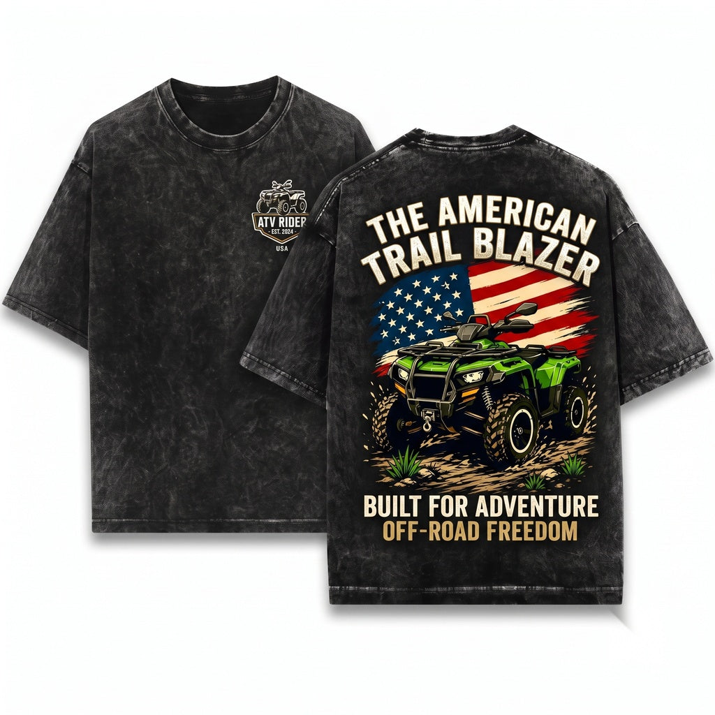 Patriotic American Flag ATV Quad Off-Road 4-Wheeler Rider Dad Gift Unisex Wash T-Shirt