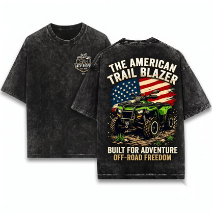 Patriotic American Flag ATV Quad Off-Road 4-Wheeler Rider Dad Gift Unisex Wash T-Shirt