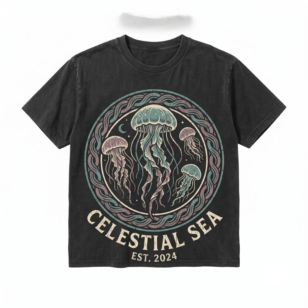 90s Jellyfish Retro Marine Life Graphic Sea Creatures Aquatic Streetwear Beach Ocean Graphic Unisex TShirt