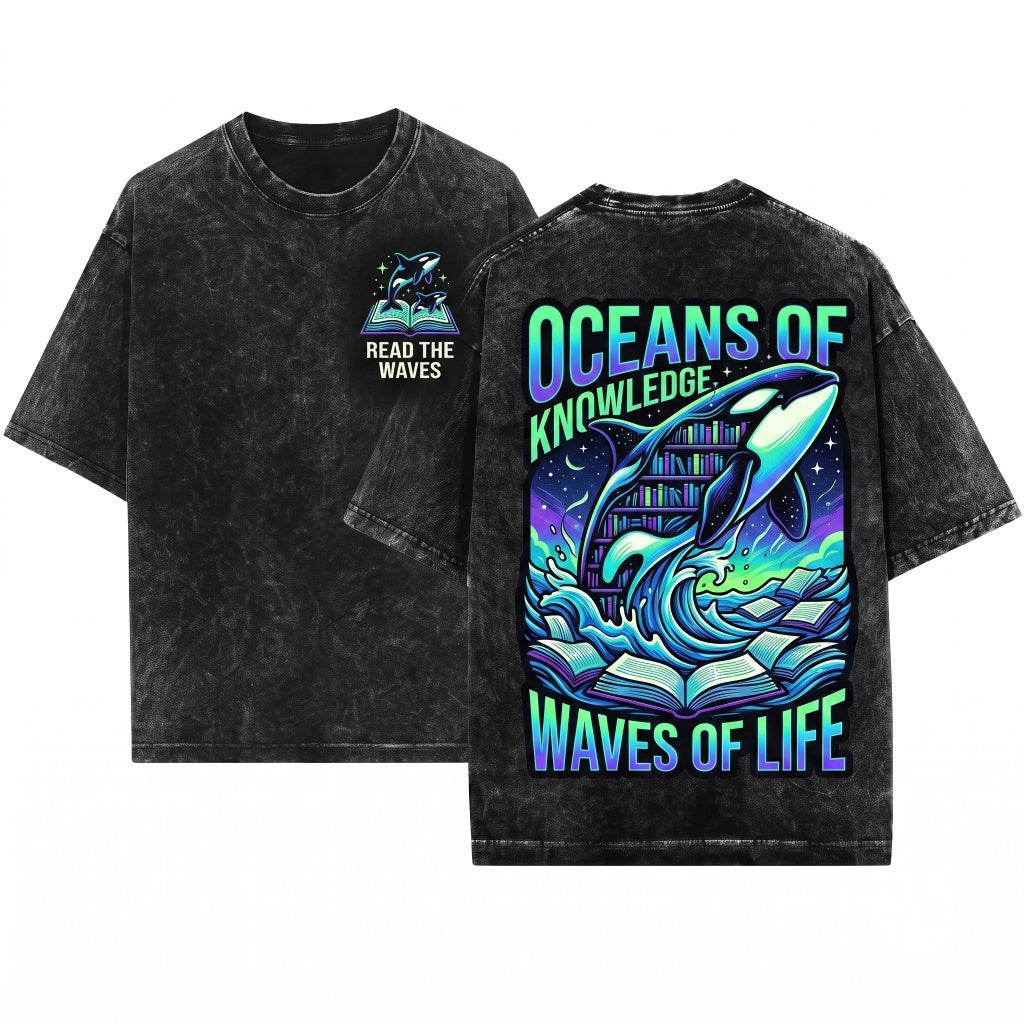 Orca Killer Whale Embroidered Ocean Gift Unisex Wash T-Shirt