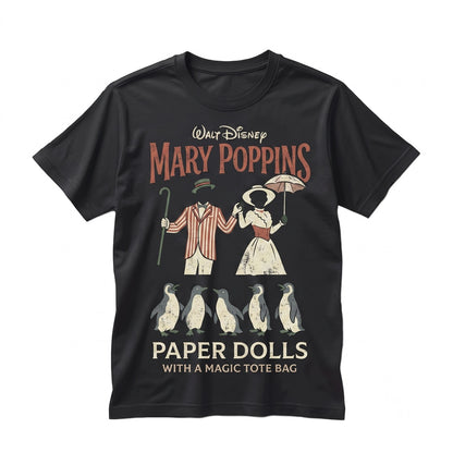 Watercolor Mary Poppins Bert Paper Doll Practically Perfect Magic Bag Theme Park Vacation Unisex TShirt