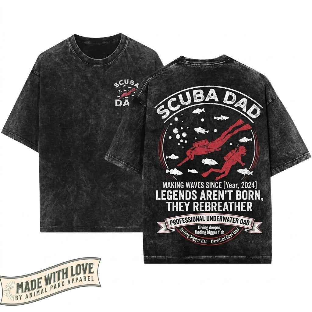 Vintage Scuba Dad Diving Retro Graphic Gift Unisex Wash T-Shirt