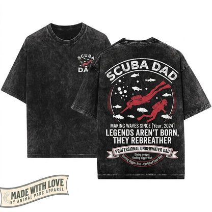 Vintage Scuba Dad Diving Retro Graphic Gift Unisex Wash T-Shirt