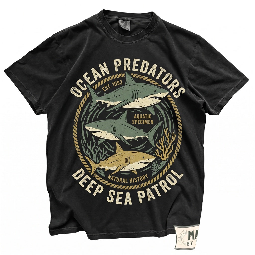 Great White Shark Graphic Ocean Wildlife Marine Life Sea Creature Scuba Diving Lover Beach Vacation Nautical Apparel Unisex TShirt
