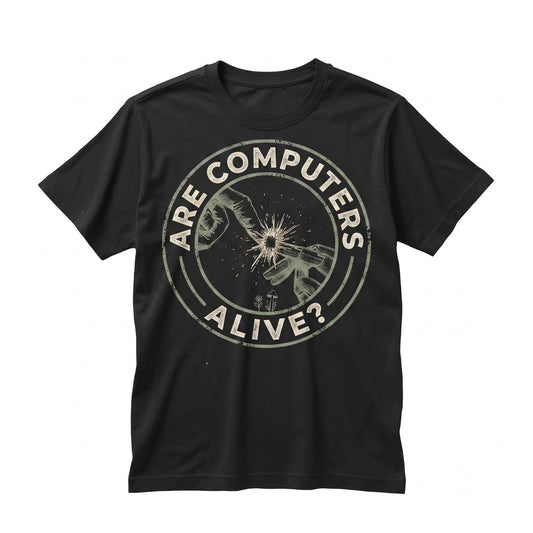 Are Computers Alive Vintage Tech AI Philosophy Graphic Print Unisex TShirt