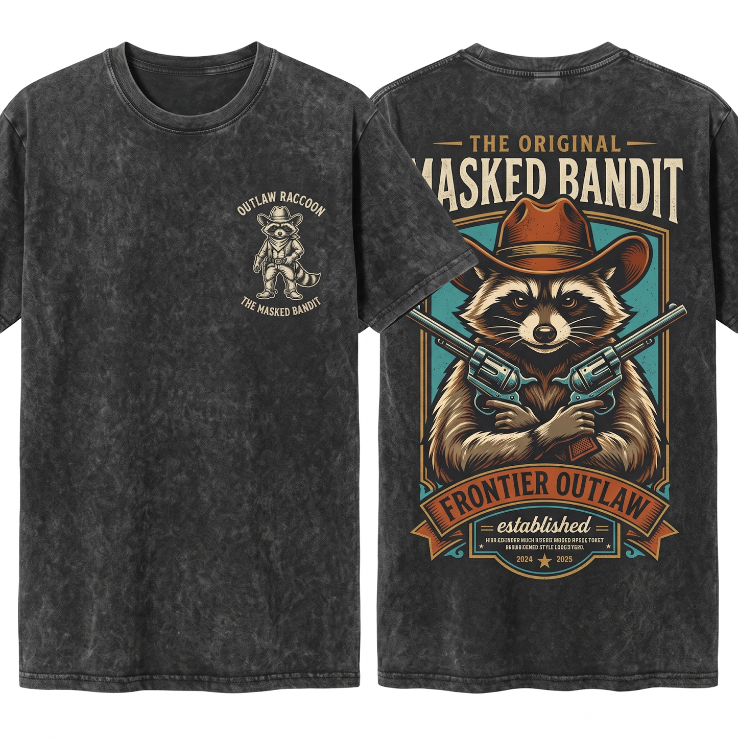 Vintage Raccoon Cowboy Western Animal Lovers Sitting Cute Hat Funny Tee Unisex Heavyweight Garment-Dyed T-Shirt