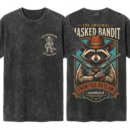 Vintage Raccoon Cowboy Western Animal Lovers Sitting Cute Hat Funny Tee Unisex Heavyweight Garment-Dyed T-Shirt