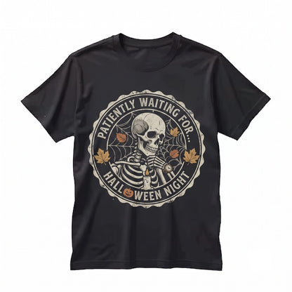Vintage Skeleton Pumpkin Graphic Halloween Spooky Season Autumn Apparel Unisex TShirt