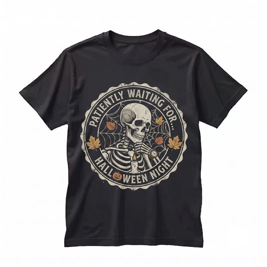 Vintage Skeleton Pumpkin Graphic Halloween Spooky Season Autumn Apparel Unisex TShirt
