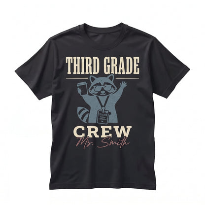 Personalized Grade Level Funny Raccoon Back to School Elementary Educator Team Apparel, Unisex TShirt