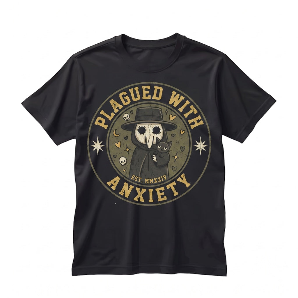 Plagued With Anxiety Sarcastic Snarky Grim Reaper Funny Sassy Mental Health Graphic Unisex TShirt