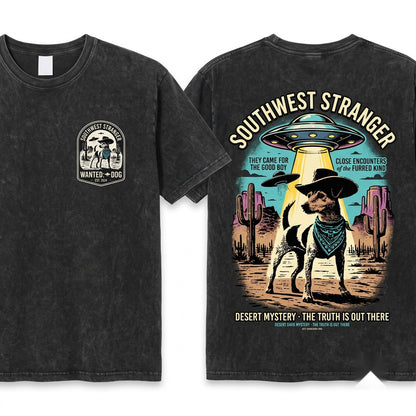 Retro Cowboy UFO Space Jack Russell Terrier Wild West Country Ranch Graphic Unisex Wash T-Shirt