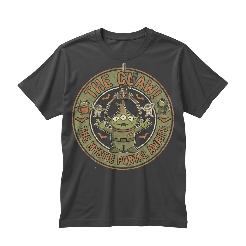 Retro Green Aliens The Claw Space Arcade Halloween Spooky Season Theme Park Unisex TShirt