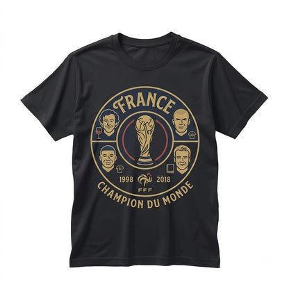 France Soccer Champions 1998 2018 International Football Tournament Winners Black Unisex TShirt