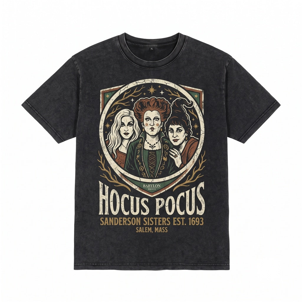 Oversized Sanderson Sisters Salem Witch Museum Graphic Spooky Fall Holiday Vintage Retro Unisex TShirt