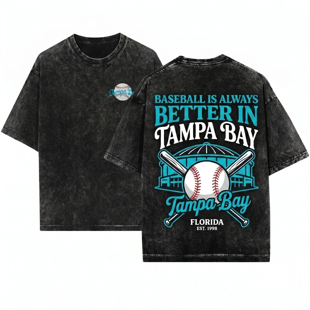 Tampa Bay Baseball Cute Graphic Game Day Unisex Wash T-Shirt