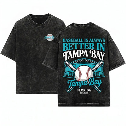 Tampa Bay Baseball Cute Graphic Game Day Unisex Wash T-Shirt