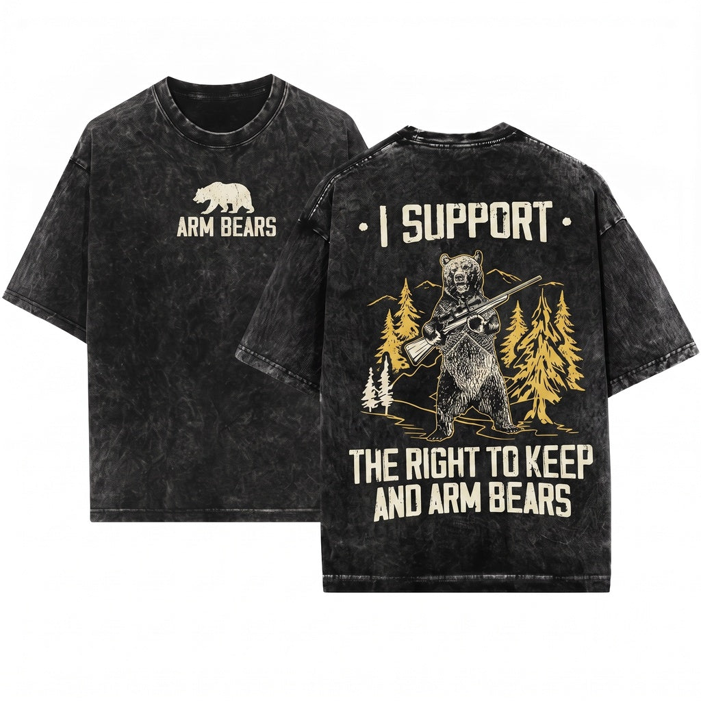 Funny Bear Arms 2nd Amendment Gun Rights Hunting Gifts Unisex Wash T-Shirt