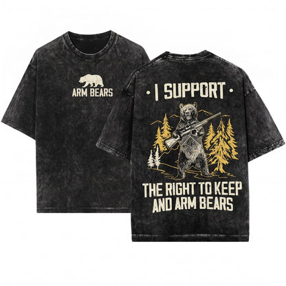 Funny Bear Arms 2nd Amendment Gun Rights Hunting Gifts Unisex Wash T-Shirt