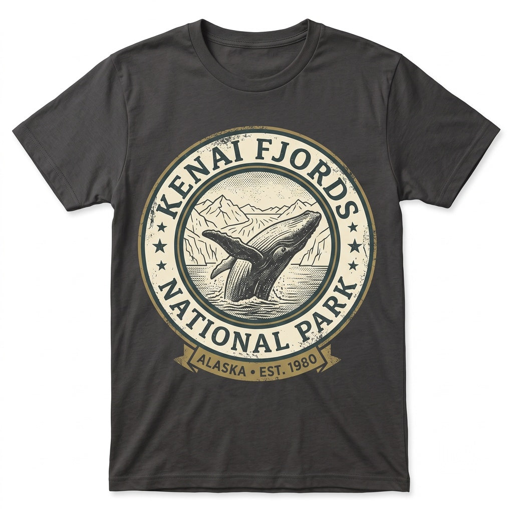 Kenai Fjords National Park Alaska Glacier Vintage Retro Wilderness Graphic Whale Gift Unisex TShirt