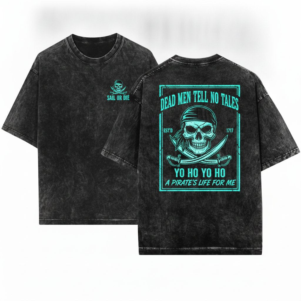 Pirates Of The Caribbean Dead Men Tell No Tales Vintage Retro 90s Movie Graphic Unisex Wash T-Shirt