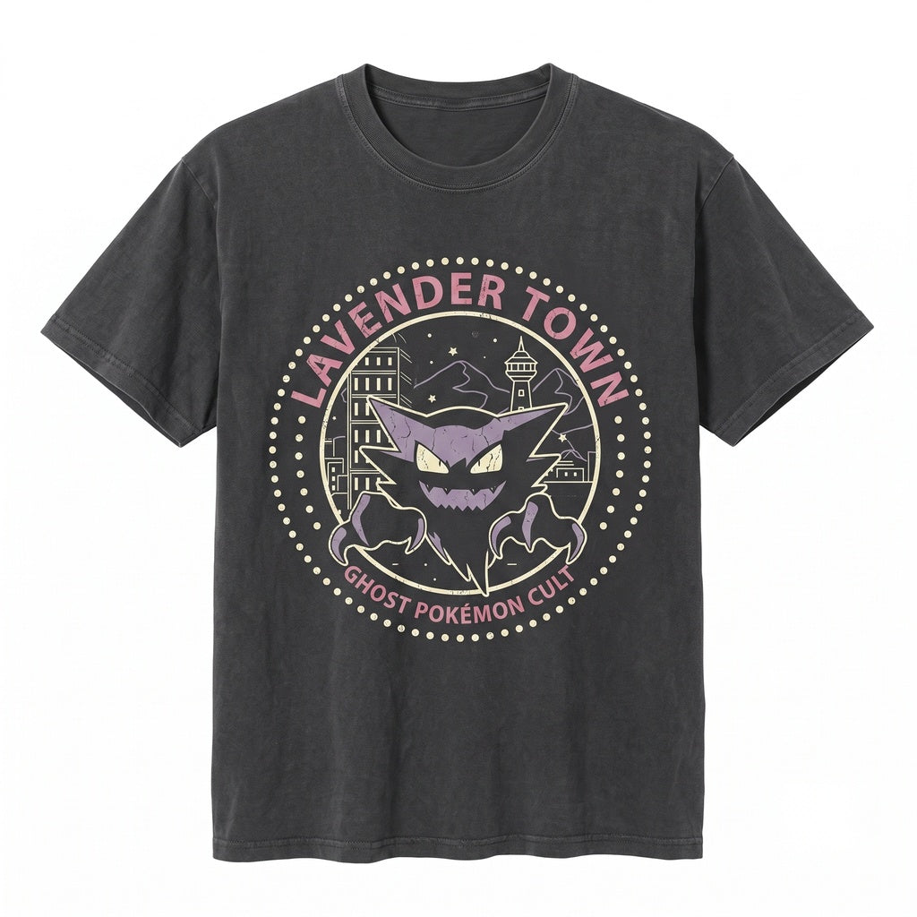 Gengar Lavender Town Haunter Retro Anime Pastel Goth Ghost Type Streetwear Graphic Unisex TShirt